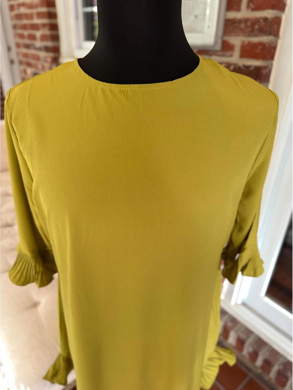 Olive Ruffle Trim Top – 3X